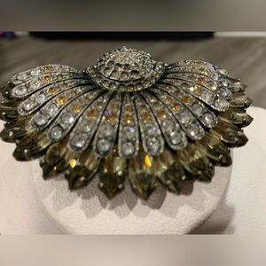 Lovely art deco fan pin. Signs D Pollak